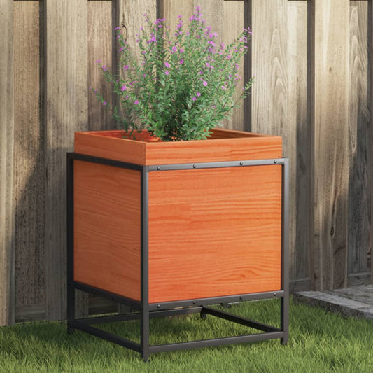 Utendørs Blomsterkasse Plantekasse Tre Trekasse voksbrun 40x40x50 cm heltre furu