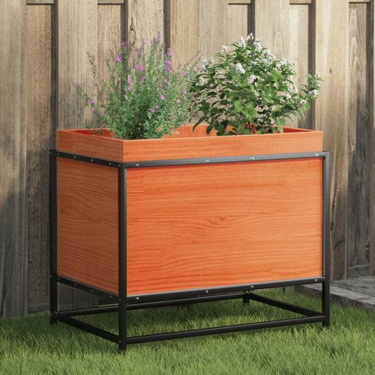 Utendørs Blomsterkasse Plantekasse Tre Trekasse voksbrun 60x40x50 cm heltre furu