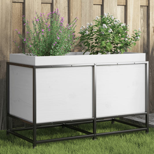 Utendørs Blomsterkasse Plantekasse Tre Hvit 80x40x50 cm heltre furu