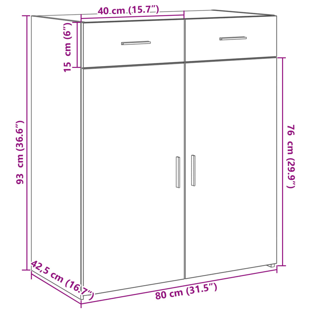 Skjenk Brun Eik 80x42,5x93 cm