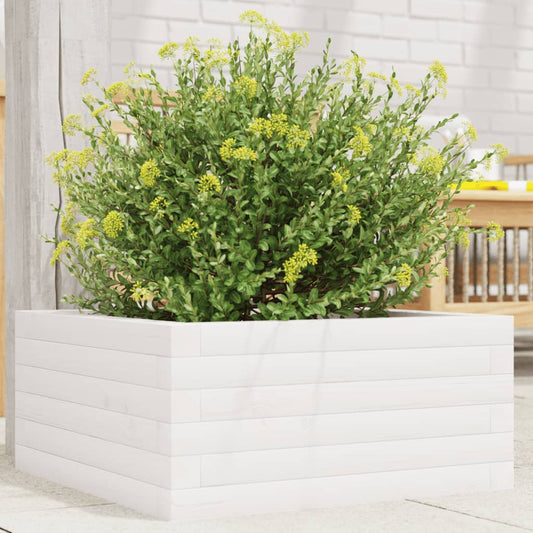 Utendørs Blomsterkasse Plantekasse Tre Hvit 50x50x23 cm heltre furu
