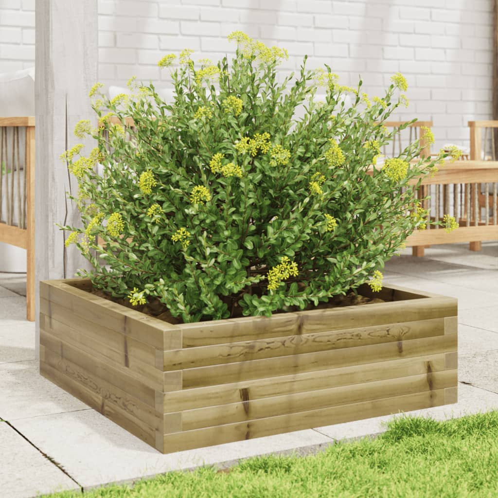 Utendørs Blomsterkasse Plantekasse Tre 70x70x23 cm impregnert furu
