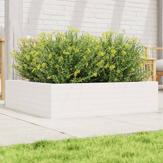 Utendørs Blomsterkasse Plantekasse Tre Hvit 90x90x23 cm heltre furu