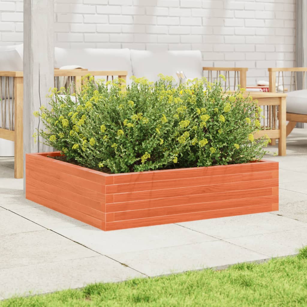Utendørs Blomsterkasse Plantekasse Tre voksbrun 90x90x23 cm heltre furu