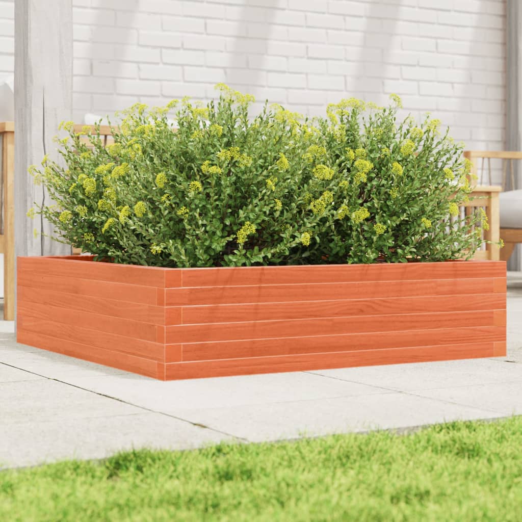 Utendørs Blomsterkasse Plantekasse Tre voksbrun 90x90x23 cm heltre furu