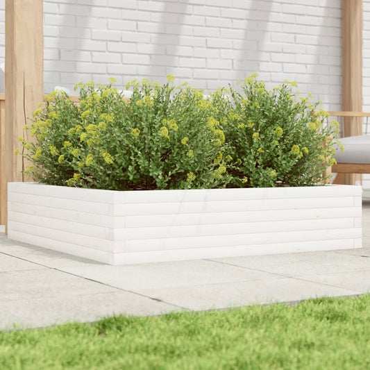 Utendørs Blomsterkasse Plantekasse Tre Hvit 100x100x23 cm heltre furu