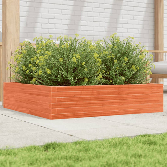 Utendørs Blomsterkasse Plantekasse Tre voksbrun 100x100x23 cm heltre furu