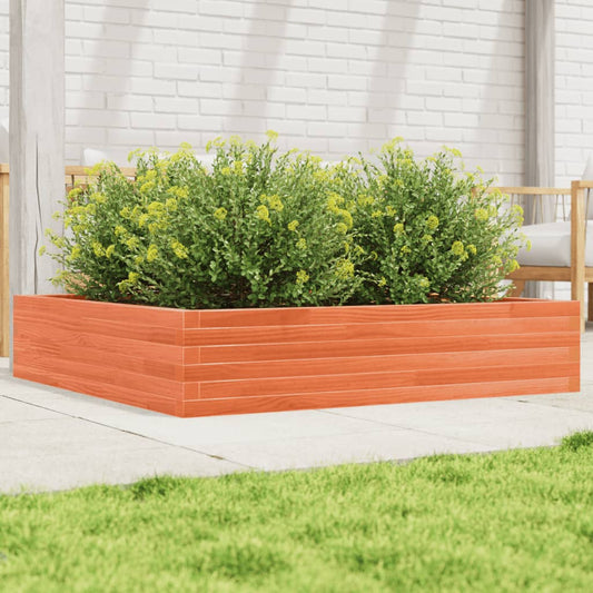 Utendørs Blomsterkasse Plantekasse Tre voksbrun 110x110x23 cm heltre furu