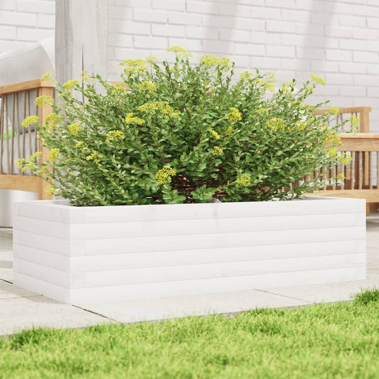 Utendørs Blomsterkasse Plantekasse Tre Hvit 90x40x23 cm heltre furu
