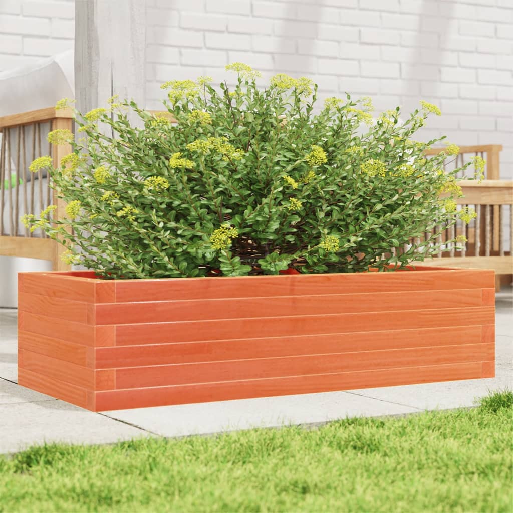 Utendørs Blomsterkasse Plantekasse Tre voksbrun 90x40x23 cm heltre furu