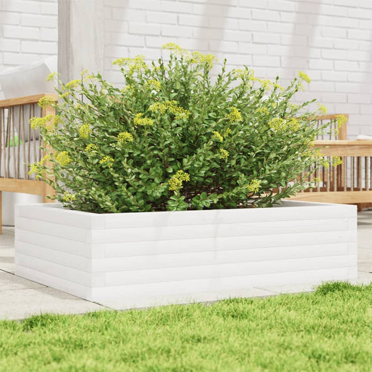 Utendørs Blomsterkasse Plantekasse Tre Hvit 90x60x23 cm heltre furu