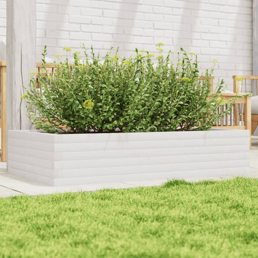 Utendørs Blomsterkasse Plantekasse Tre Hvit 110x60x23 cm heltre furu