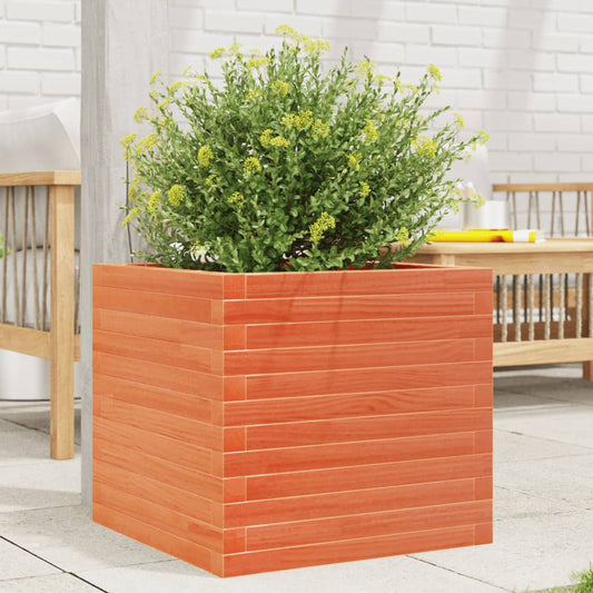 Utendørs Blomsterkasse Plantekasse Tre voksbrun 50x50x45,5 cm heltre furu