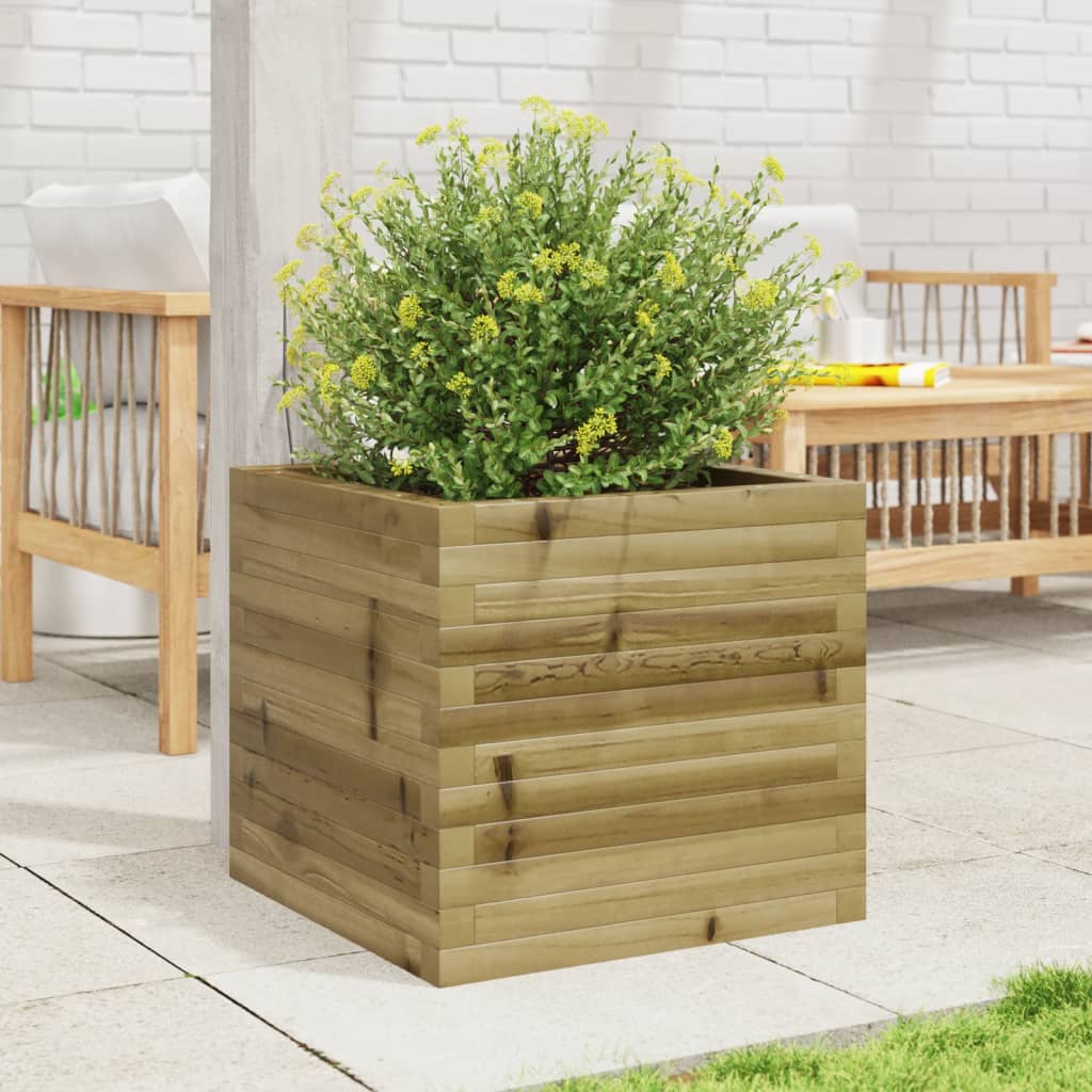 Utendørs Blomsterkasse Plantekasse Tre 50x50x45,5 cm impregnert furu