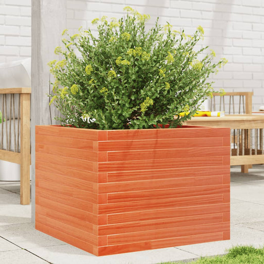 Utendørs Blomsterkasse Plantekasse Tre voksbrun 60x60x45,5 cm heltre furu