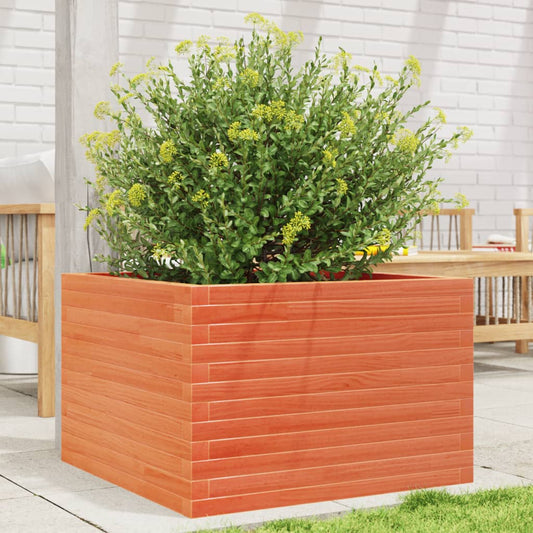 Utendørs Blomsterkasse Plantekasse Tre voksbrun 70x70x45,5 cm heltre furu