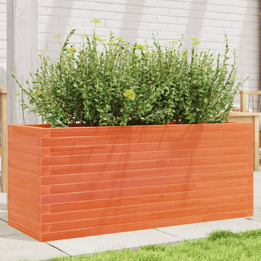 Utendørs Blomsterkasse Plantekasse Tre voksbrun 110x40x45,5 cm heltre furu