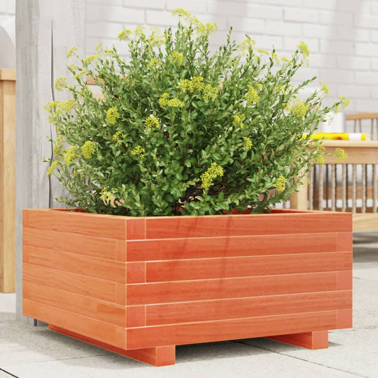 Utendørs Blomsterkasse Plantekasse Tre voksbrun 50x50x26,5 cm heltre furu