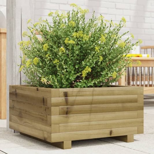 Utendørs Blomsterkasse Plantekasse Tre 50x50x26,5 cm impregnert furu