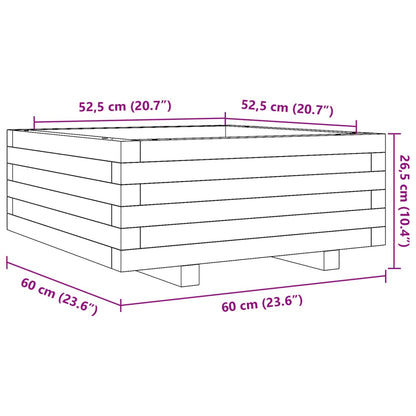 Plantekasse 60x60x26,5 cm heltre furu