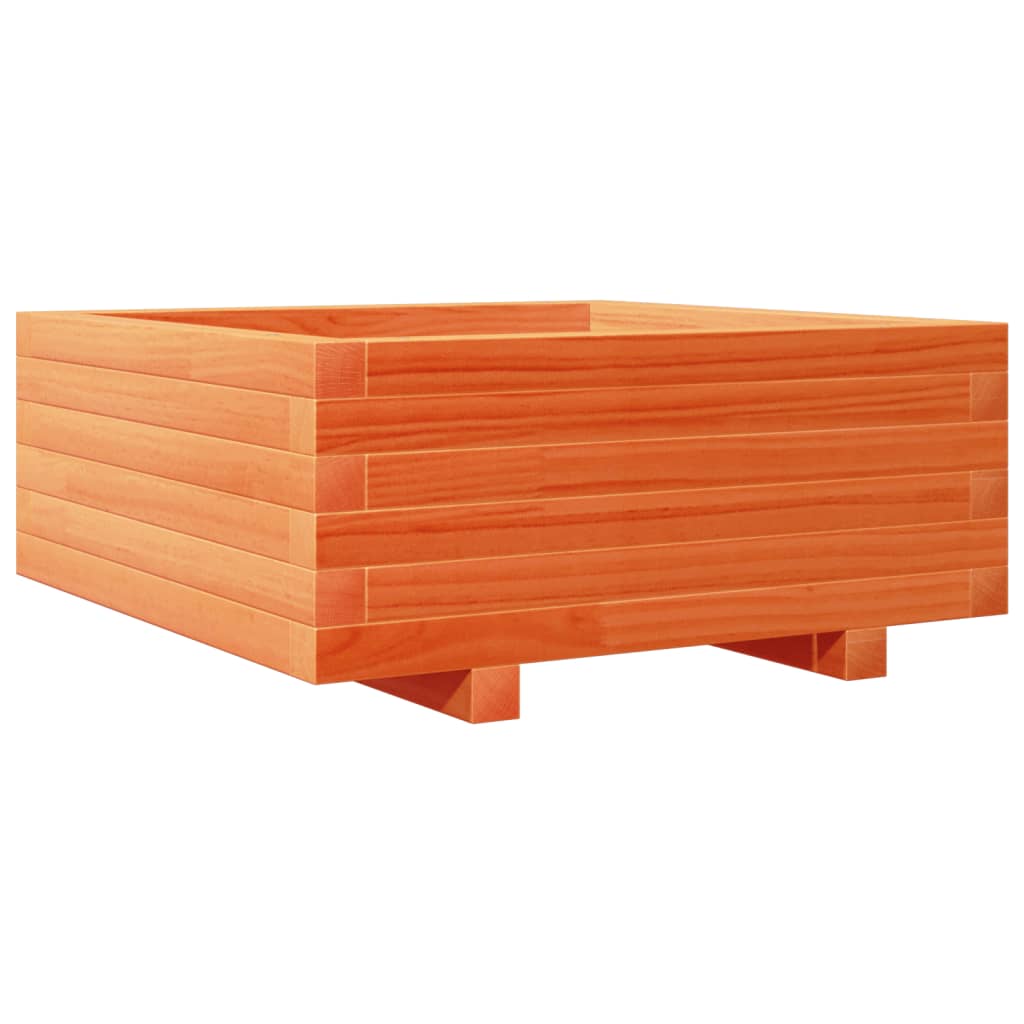 Utendørs Blomsterkasse Plantekasse Tre voksbrun 60x60x26,5 cm heltre furu