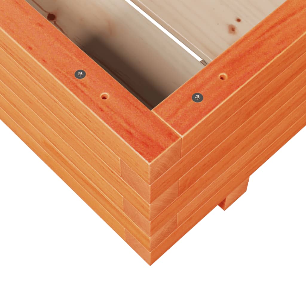 Utendørs Blomsterkasse Plantekasse Tre voksbrun 60x60x26,5 cm heltre furu