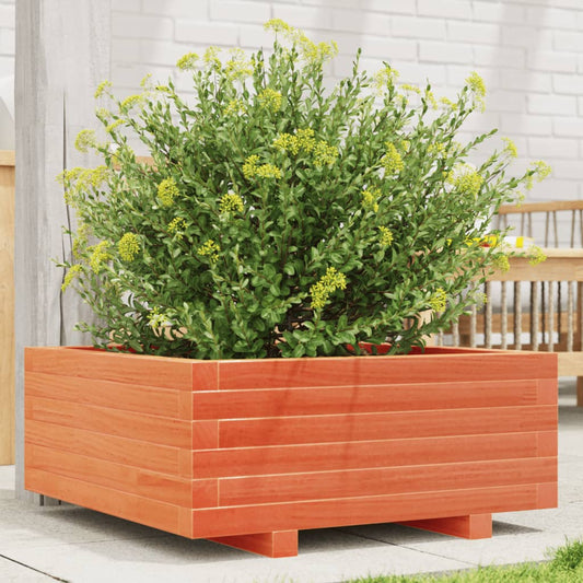 Utendørs Blomsterkasse Plantekasse Tre voksbrun 60x60x26,5 cm heltre furu