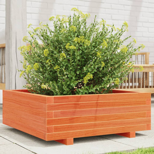 Utendørs Blomsterkasse Plantekasse Tre voksbrun 70x70x26,5 cm heltre furu