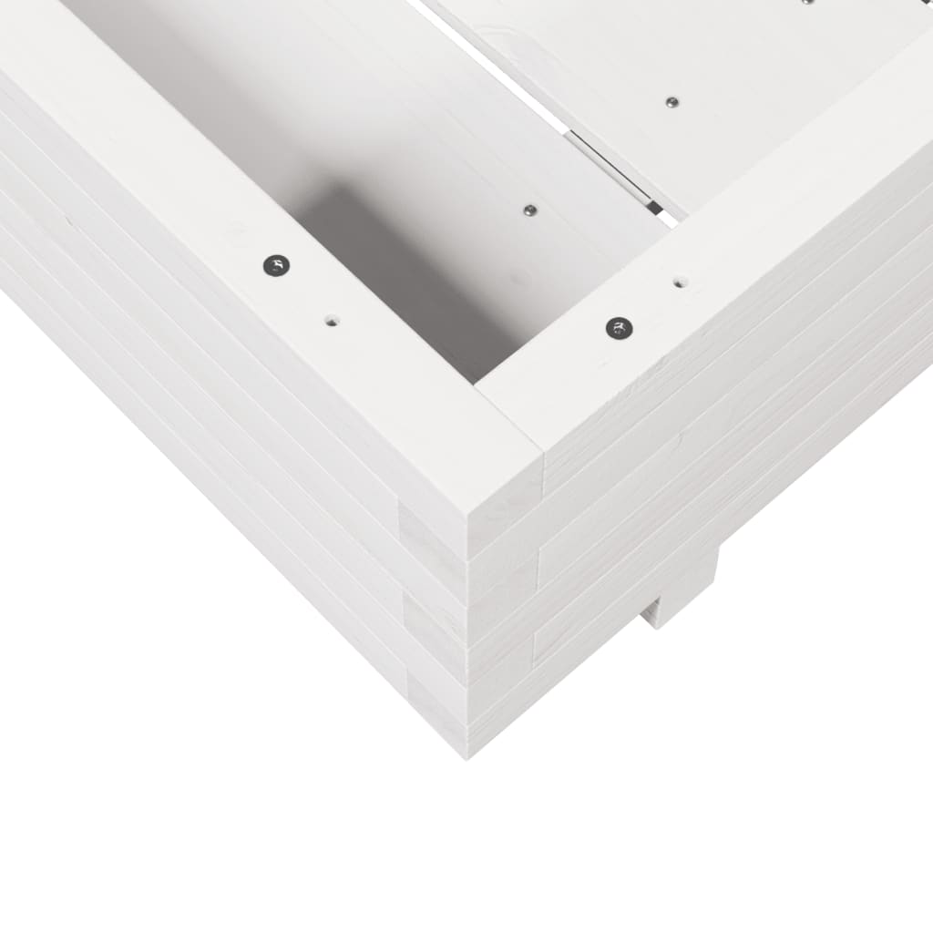 Utendørs Blomsterkasse Plantekasse Tre Hvit 80x80x26,5 cm heltre furu
