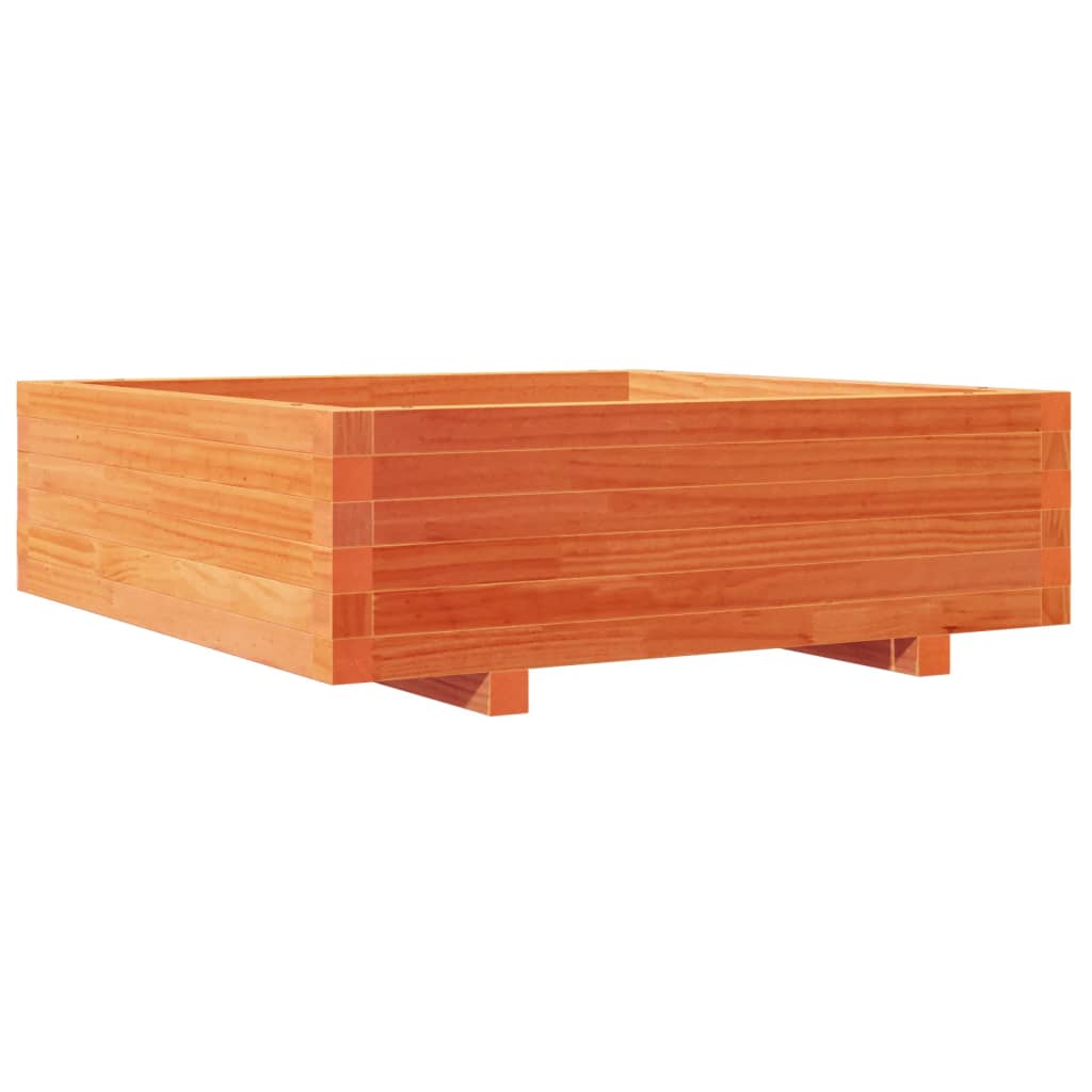 Utendørs Blomsterkasse Plantekasse Tre voksbrun 80x80x26,5 cm heltre furu