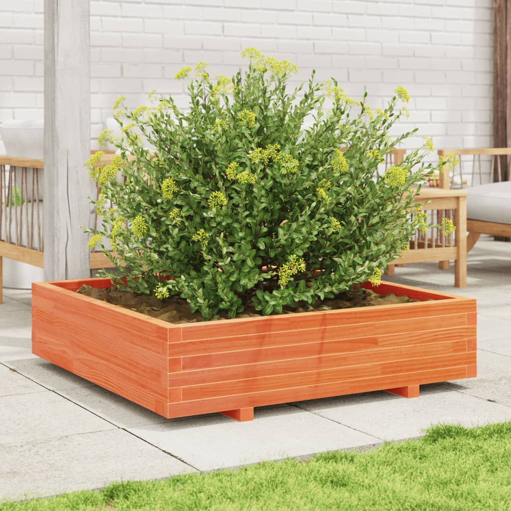 Plantekasse voksbrun 100x100x26,5 cm heltre furu