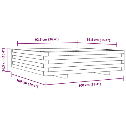 Plantekasse voksbrun 100x100x26,5 cm heltre furu