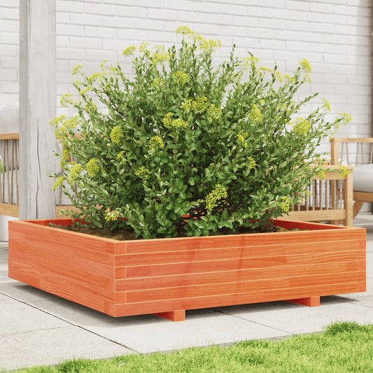 Utendørs Blomsterkasse Plantekasse Tre voksbrun 100x100x26,5 cm heltre furu