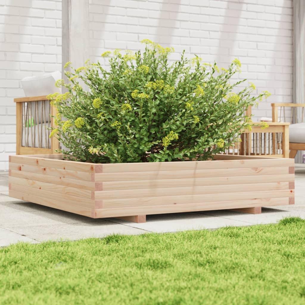 Utendørs Blomsterkasse Plantekasse Tre 110x110x26,5 cm heltre furu