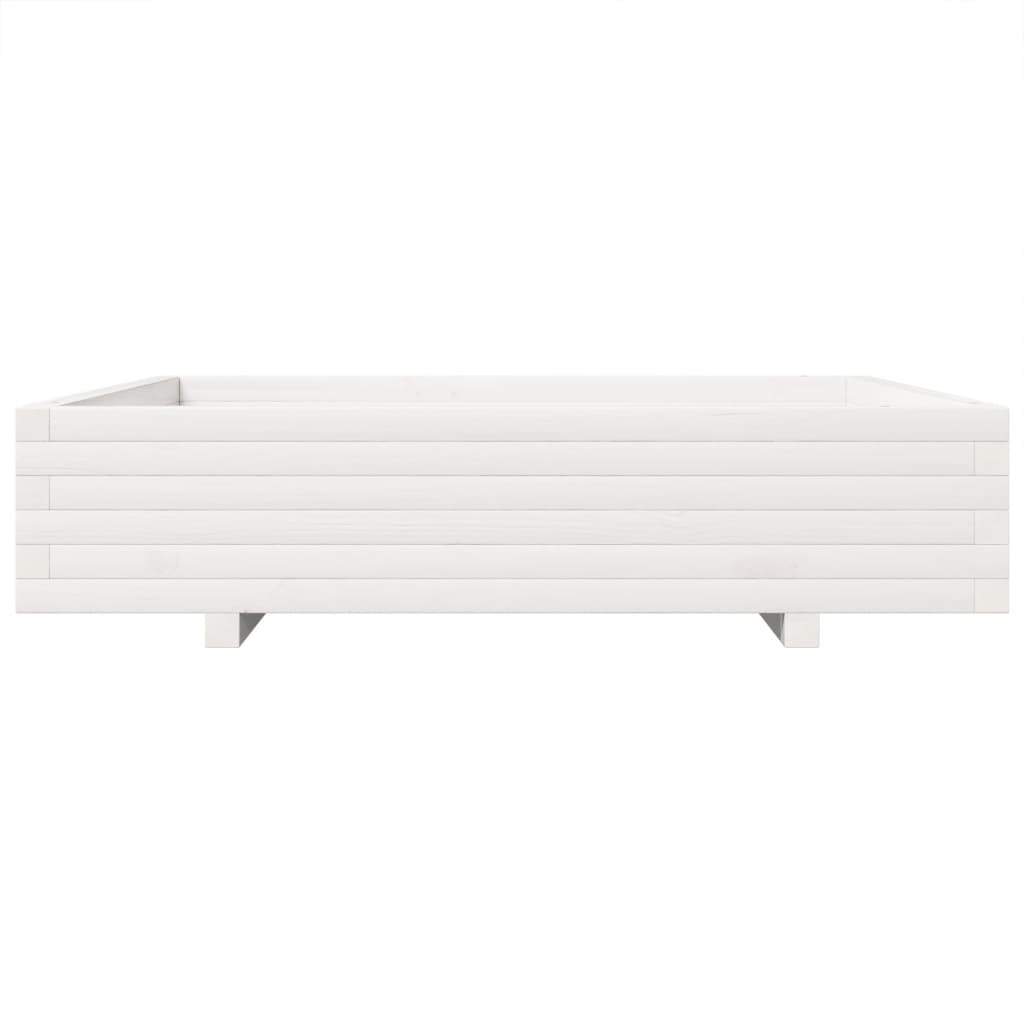 Utendørs Blomsterkasse Plantekasse Tre Hvit 110x110x26,5 cm heltre furu
