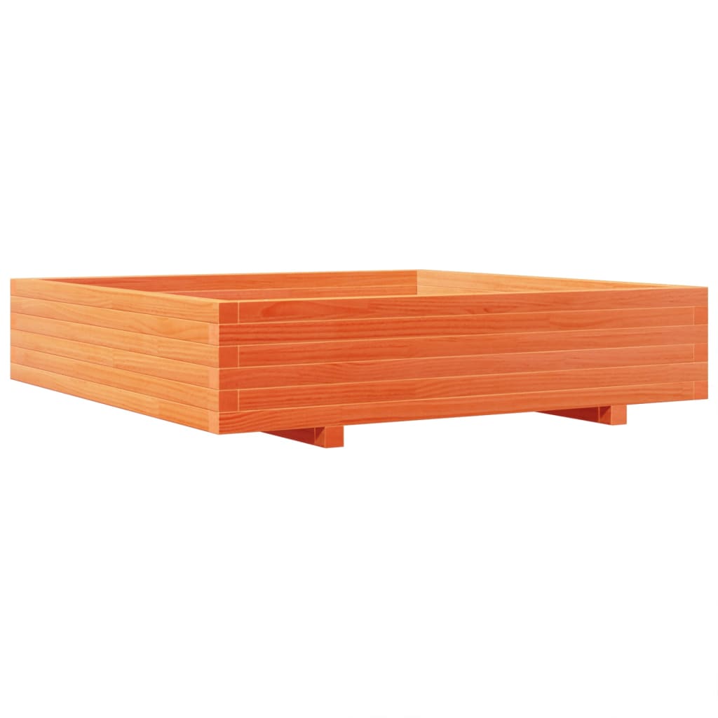 Utendørs Blomsterkasse Plantekasse Tre voksbrun 110x110x26,5 cm heltre furu