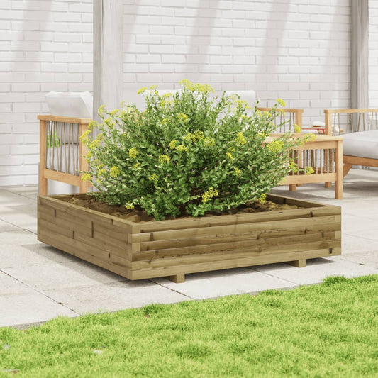 Utendørs Blomsterkasse Plantekasse Tre 110x110x26,5 cm impregnert furu