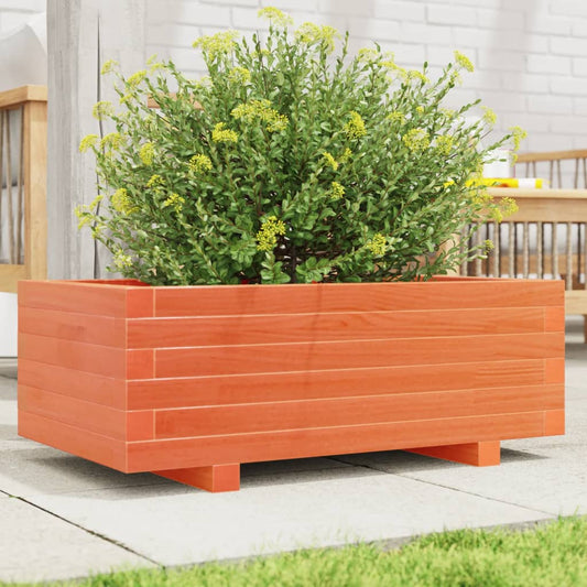 Utendørs Blomsterkasse Plantekasse Tre voksbrun 70x40x26,5 cm heltre furu