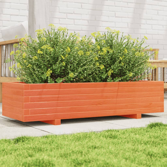 Utendørs Blomsterkasse Plantekasse Tre voksbrun 110x40x26,5 cm heltre furu