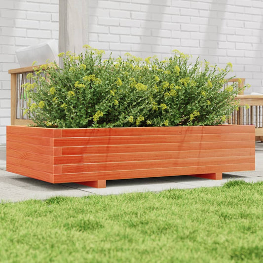 Utendørs Blomsterkasse Plantekasse Tre voksbrun 110x60x26,5 cm heltre furu