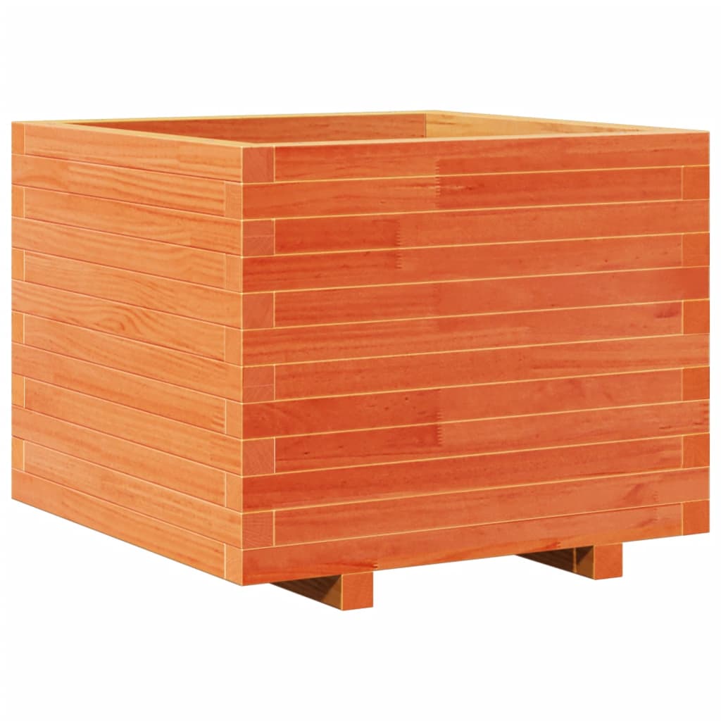 Utendørs Blomsterkasse Plantekasse Tre voksbrun 60x60x49,5 cm heltre furu