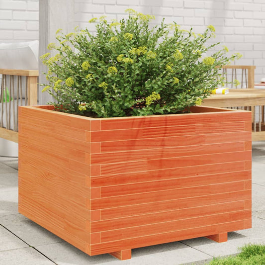 Utendørs Blomsterkasse Plantekasse Tre voksbrun 70x70x49,5 cm heltre furu