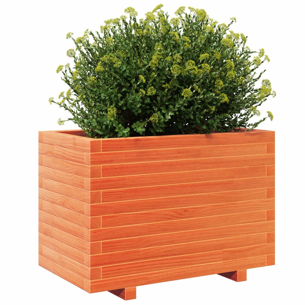 Utendørs Blomsterkasse Plantekasse Tre voksbrun 70x40x49,5 cm heltre furu