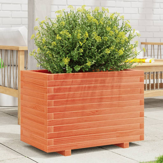 Utendørs Blomsterkasse Plantekasse Tre voksbrun 70x40x49,5 cm heltre furu