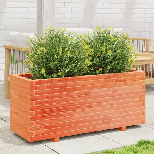 Utendørs Blomsterkasse Plantekasse Tre voksbrun 110x40x49,5 cm heltre furu