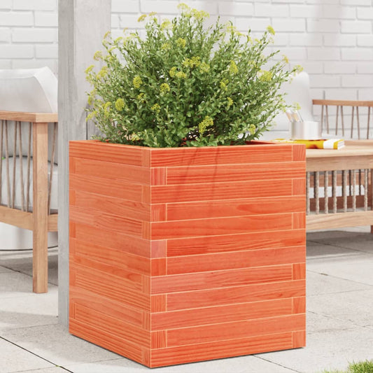 Utendørs Blomsterkasse Plantekasse Tre voksbrun 40x40x46 cm heltre furu