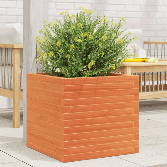 Utendørs Blomsterkasse Plantekasse Tre voksbrun 50x50x46 cm heltre furu