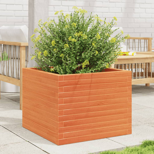Utendørs Blomsterkasse Plantekasse Tre voksbrun 60x60x46 cm heltre furu