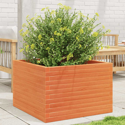Utendørs Blomsterkasse Plantekasse Tre voksbrun 70x70x46 cm heltre furu
