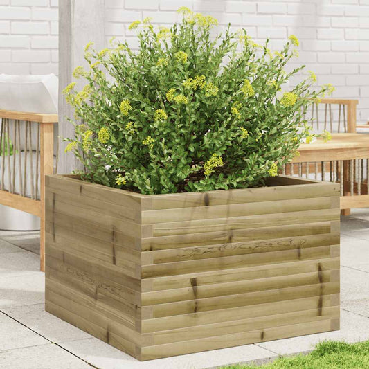 Utendørs Blomsterkasse Plantekasse Tre 70x70x46 cm impregnert furu